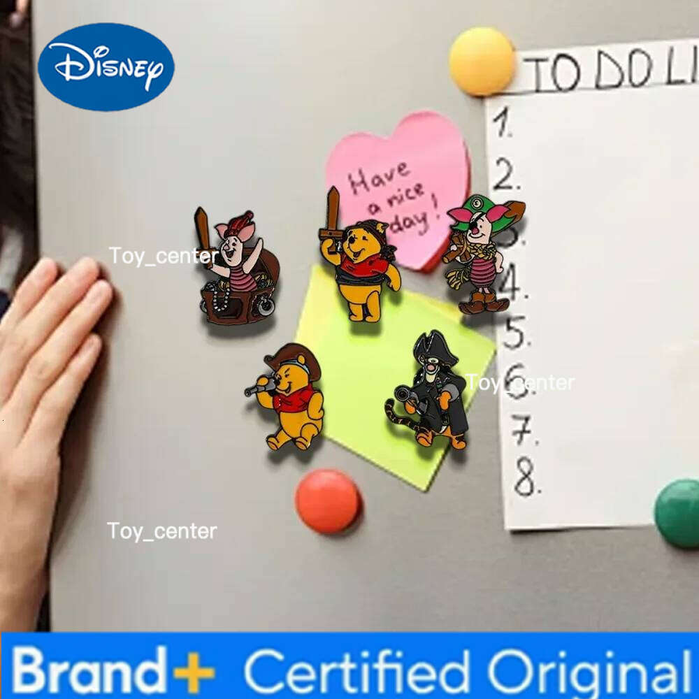 Disney 5 Pcs Anime Cartoon Creative Pirate Pooh Funny Personality Metal Versatile Alloy Brooch Refrigerator Magnets Decorative Gift H260123