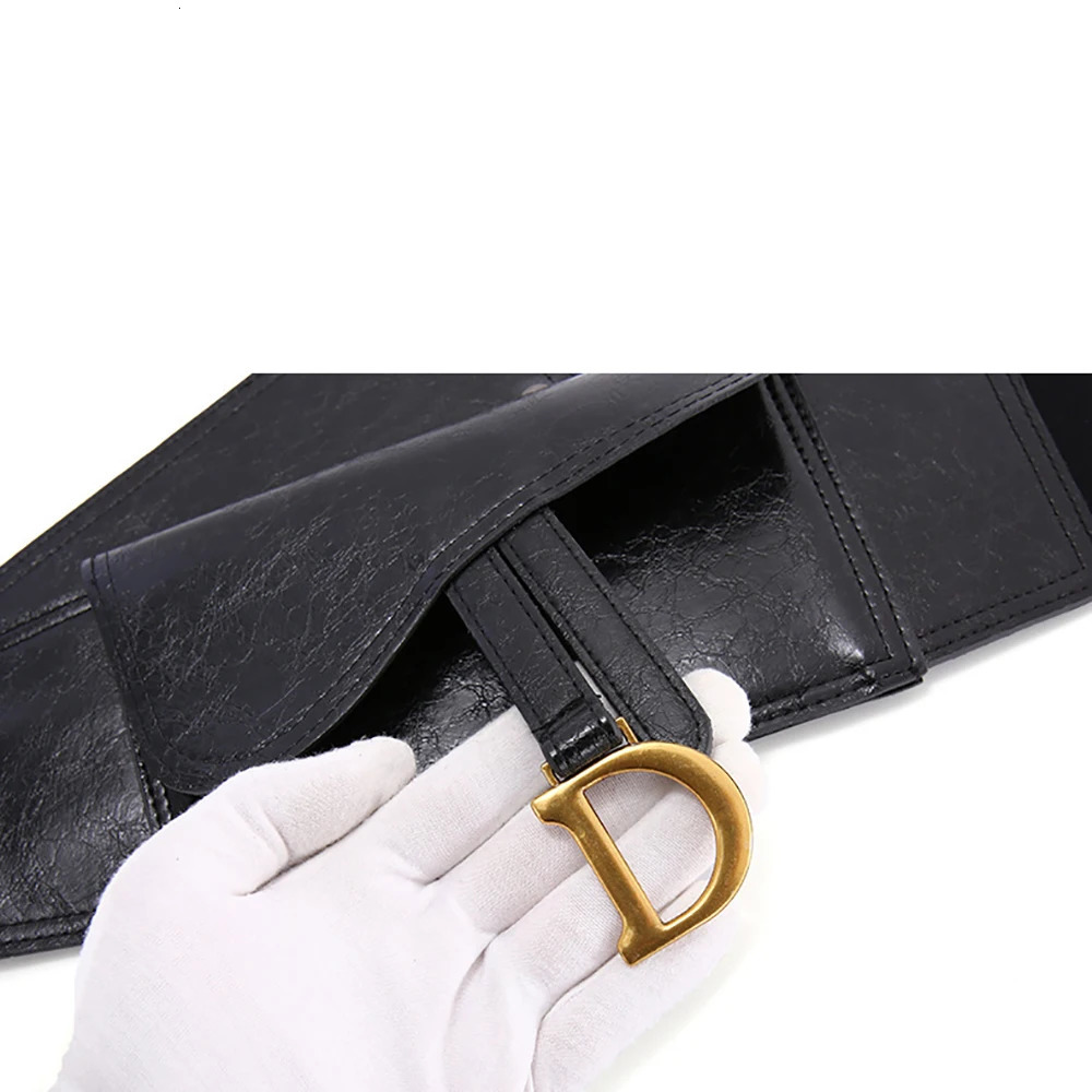 er Fit Slim Women Leather Belt Letter D Elastic Stretch Waistband Pocket Wide for Female DressGirdl Chic 250121