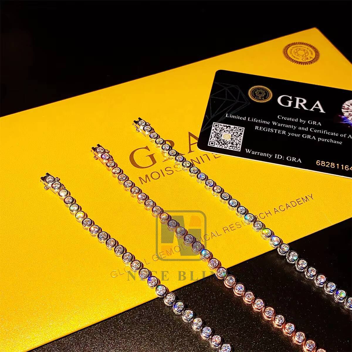 moissanite bracelet Bezel Setting 3mm 6inch 7inch 8inch Diamond Tennis men Women 925 Silver Tennis Necklace Moissanite Tennis chain