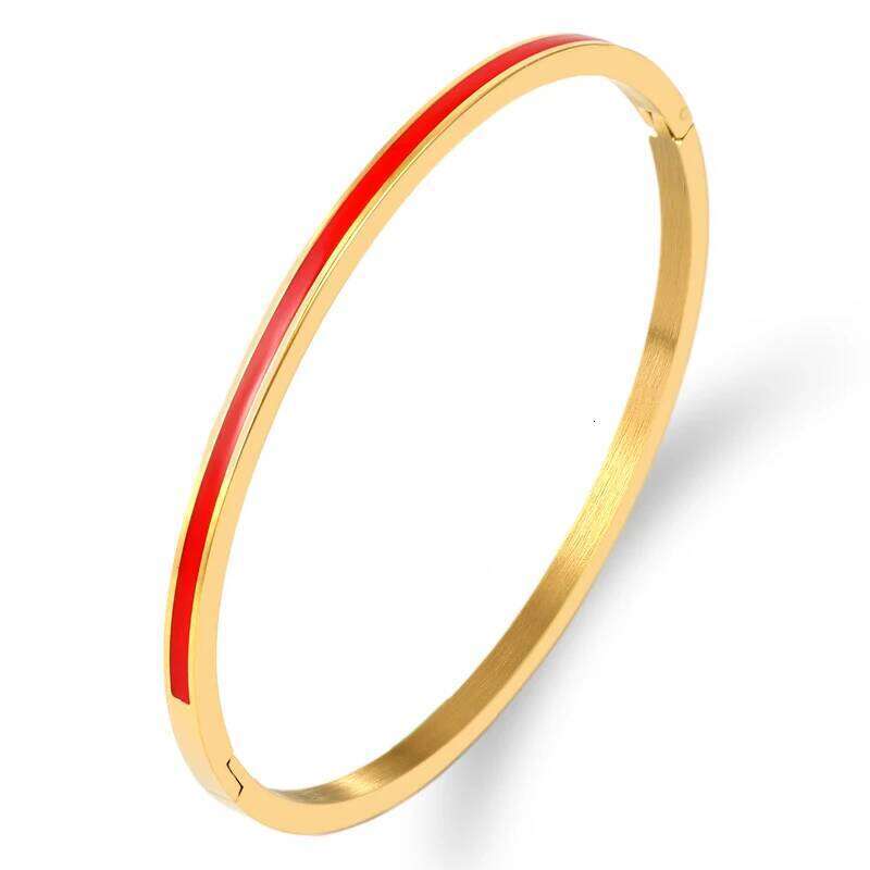 3mm Thin Colorful Orange Enamel Bracelets for Women Party Fashion Bangles 361L Stainless Steel Jewelry 7 Color Z260123