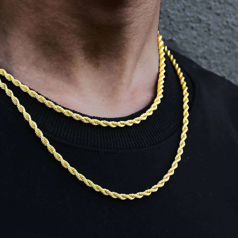 High Quality 4mm Rope Chain Classical Necklace Popular Fashion Jewelry Unisex Daily Wear Men and Women Party Gift Z260123