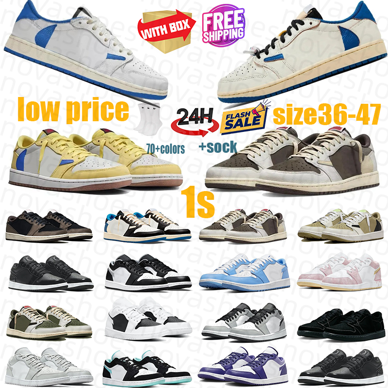With Box 2026 Authentic 1 High OG Sail Military Blue Shoes Fragment Cactus Jack Saturn GoldBaroque Brown Men Women Scott 1S Dark Low Mocha Reverse With box Size 36-47