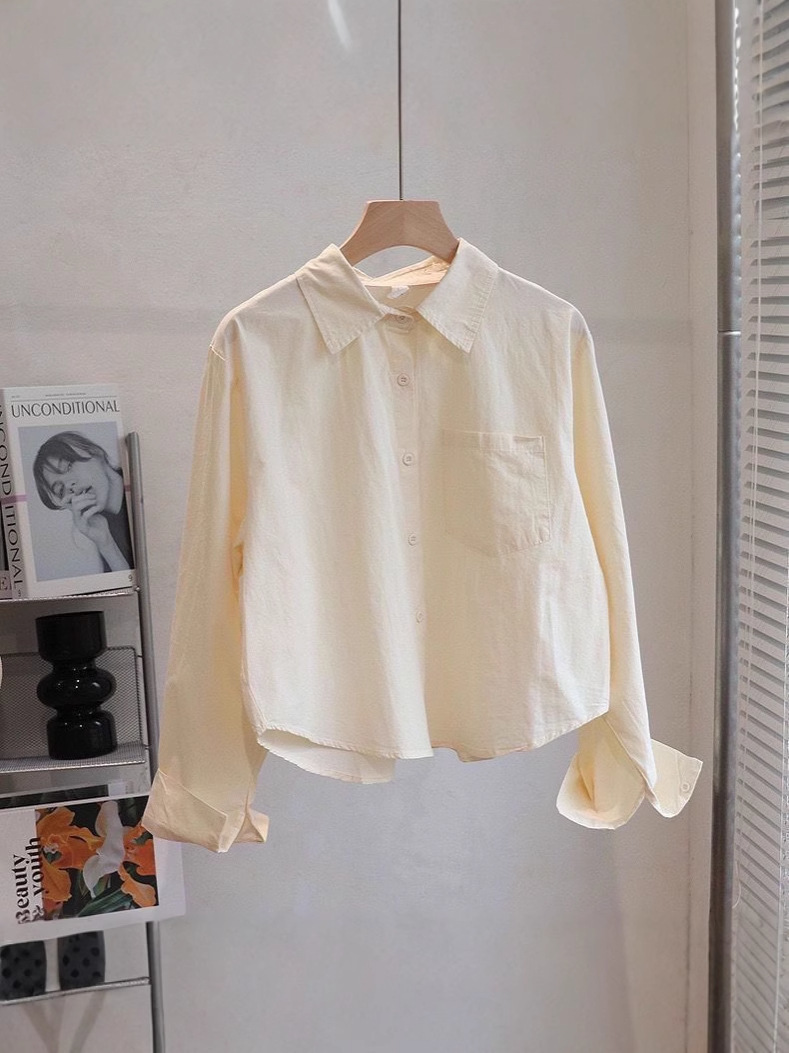 Spring and Autumn Short Shirt for Women New Small Size Inner and Outer Wear Student Shirt Long Sleeve Stylish French Top Trendy