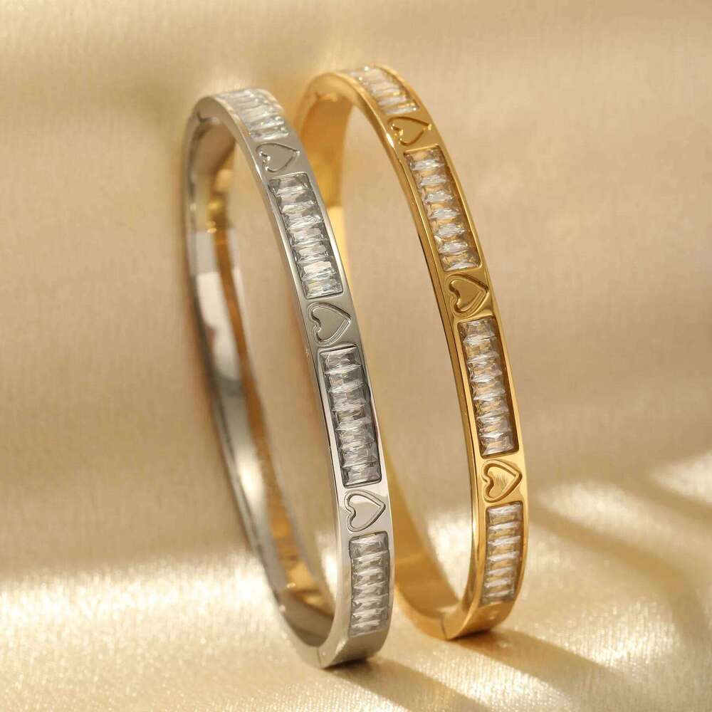 ZAKOL Stainless Steel Heart Inlaid Zirconium Fashion Women's Couple Holiday Gift Bracelet Party Daily Jewelry Z260123