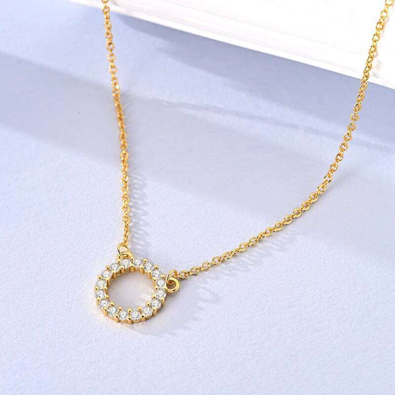2025 New 925 Sterling Silver Necklace Golden Round Simple Necklaces for Women Anniversary Birthday Jewelry Gift Female Z260123