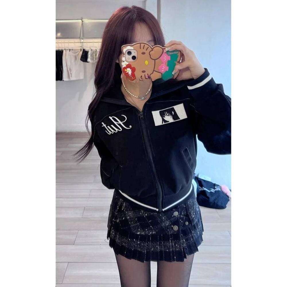 Printed Striped Loose Women S Short Jacket Autumn New Black Cardigan Coat Women Y K Fashion Vintage Street Tops Luxury