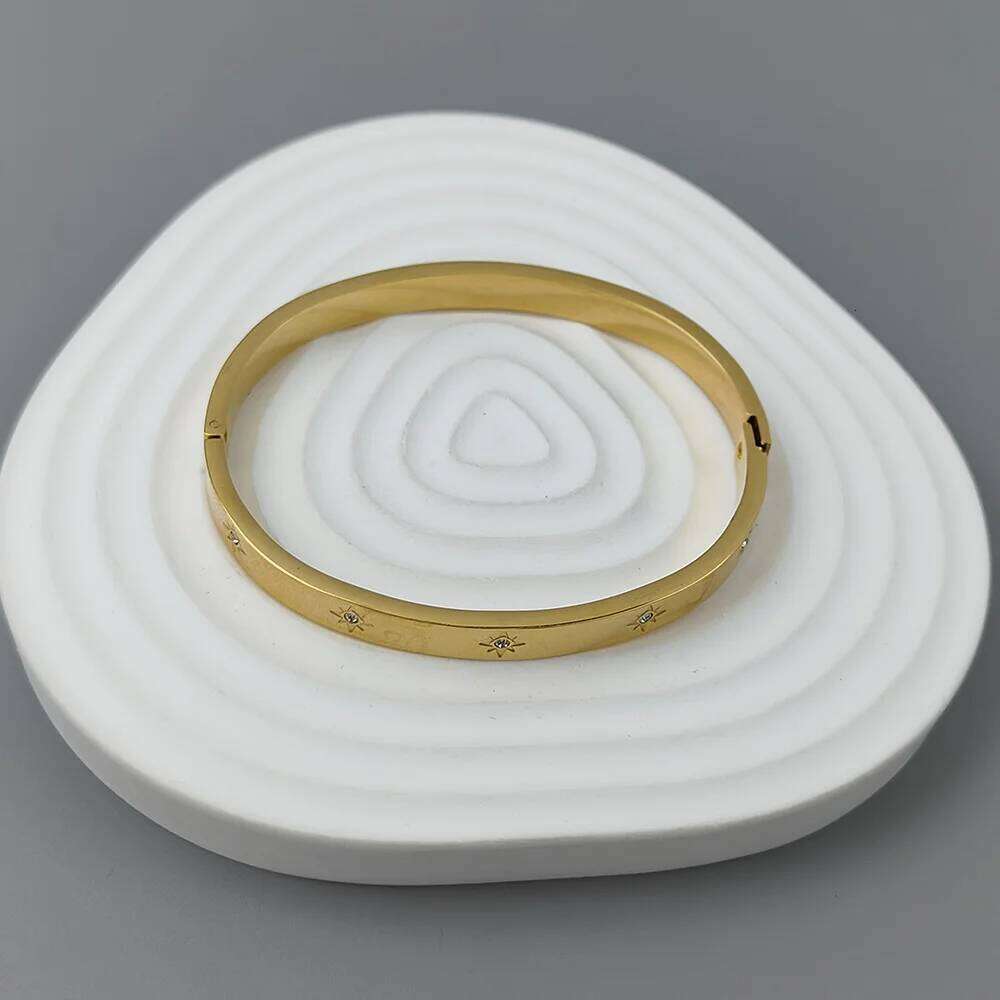 Classic sunlight zircon stainless steel gold-plated women's high quality waterproof metal bracelet, party jewelry Z260123