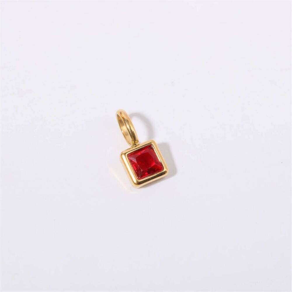 December DIY Accessories Necklace Women's Square Stone Colored Zirconia Pendant Collar Chain Z260123