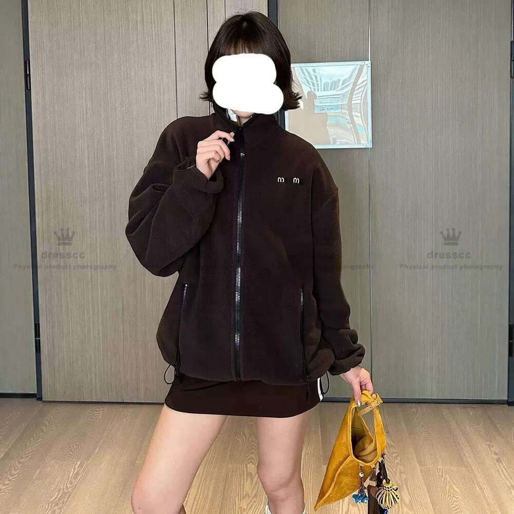 Miu jacket Designer wool coat Thick Tech fleece jacket women Miumue Hoodie Zipper Jacket Women MM Jackets Winter Coat Pattern Sweater women jacket