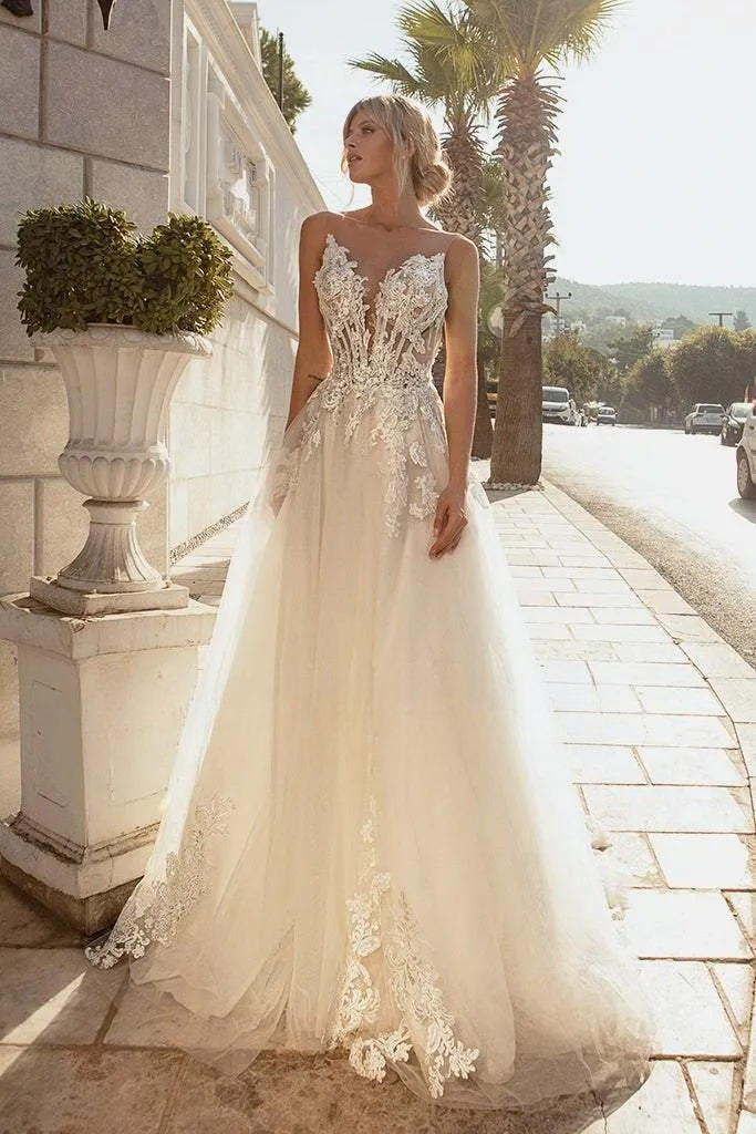 Off White Wedding Dresses Stain Cape Two Pieces Applique Lace With Corset Princess Church Garden Bridal Gown Outfit J23 B0312