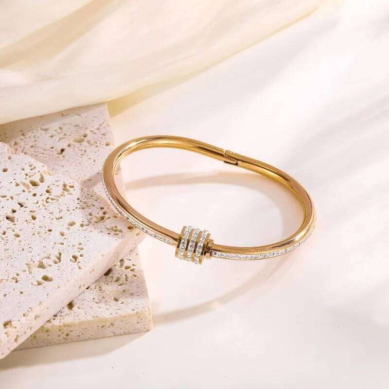 Original new titanium for women, light luxury, starry sky, spiral circle, simple stainless steel bracelet Z260123