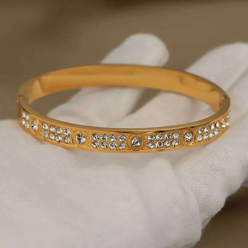 Stainless Steel Metal Classic Full Crystal Bangles&bracelets for Women Fashion Brand Jewelry Unique Bangles Accessories Z260123