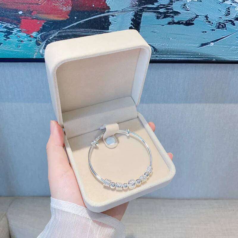 New Korean Fashion 925 Sterling Silver Lucky Beads Bangles for Women Bracelets Luxury Designer Party Wedding Jewelry Gifts Z260123