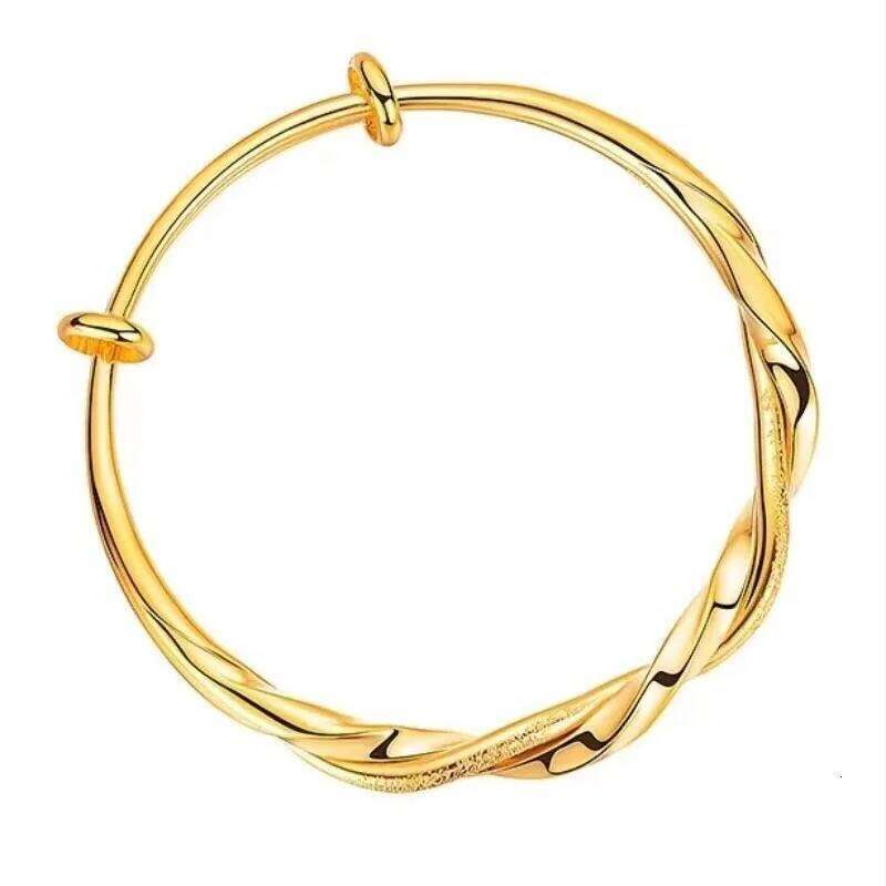 Genuine 18K Gold Color Fashion Mobius Push Pull Bracelet for Women Female Shiny Bangle Jewelry Gifts Not Fade Z260123