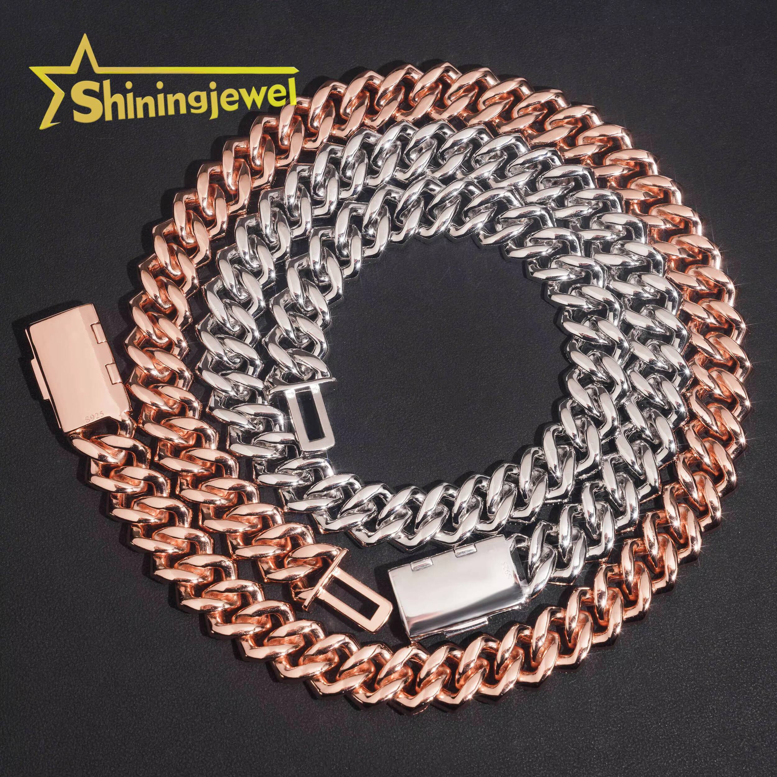 Bracelet moissanite bracelet18mm Baguette Moissanite Cuban Bracelet Ready Stock Hip Hop Rock Moissanite 925 Silver Diamond Cuban Link ChainNecklace ch