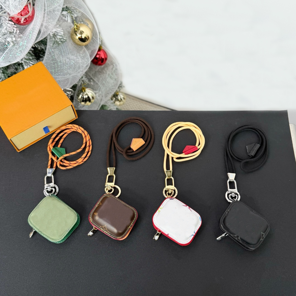 Classic Designer Lanyard Bag Key Holder Keychains bag charm Fashion Leather Hanging Rope Men Keychain Women Headphone bag Keychain Gift
