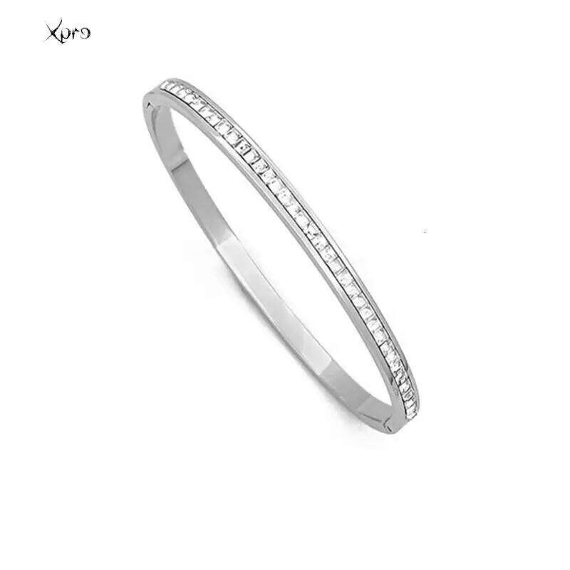 Xpro Ins Style Stainless Steel Jewelry Inlaid Cubic Zircon Bracelet Bangles for Women Waterproof Trendy Christmas Gift Z260123