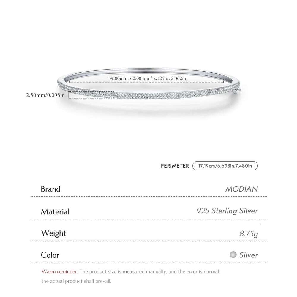 MODIAN 925 Sterling Silver Luxury Fancy Round Sparkling Clear CZ Bangle Bracelets For Women Wedding Statement Fine Jewelry Gifts Z260123