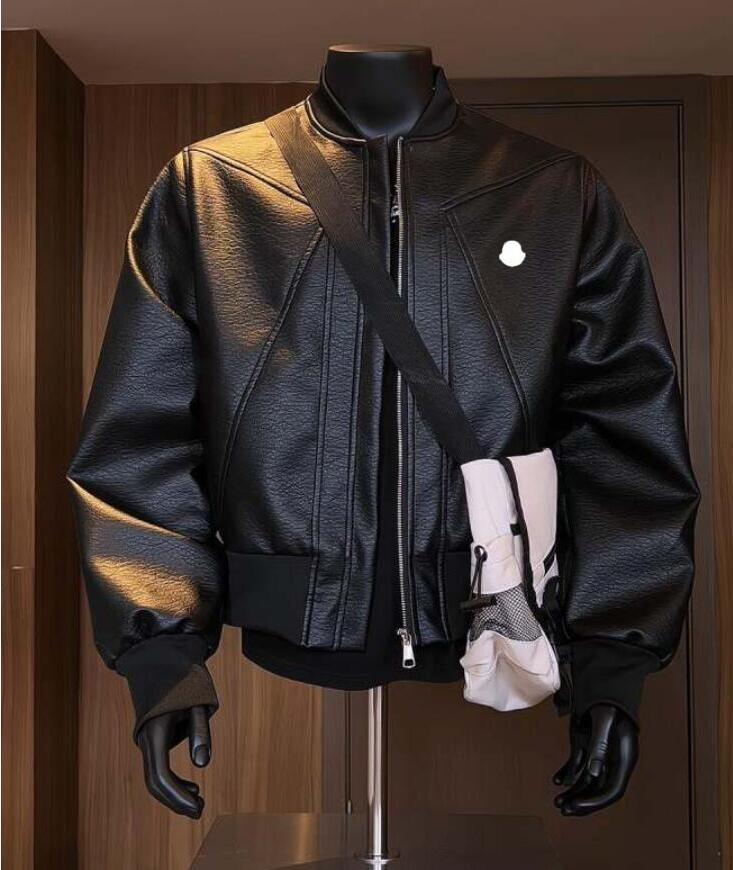 Spring fall men's luxury leather jacket stitching jacket warm pu windbreaker outwear jacket top cool loose motorcycle sportswear coats