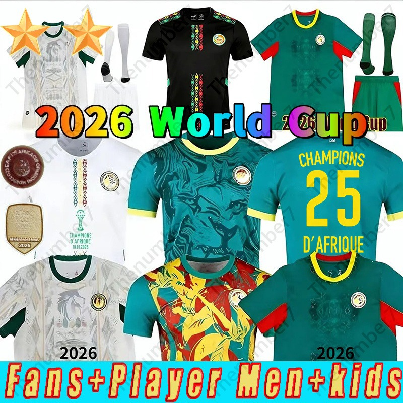 26 27 Senegal Africa Cup soccer jerseys MANE N.JACKSON KOULIBALY GUEYE NIAKHATE P.M.SARR SABALY MENDY 26 World Cup Senegal 2 stars Version football shirt kids kit