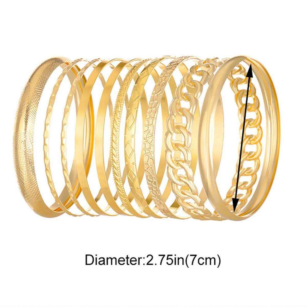 10pcs/set Metal Bangles Set For Women Heavy Punk New Styles Hiphop Textured Fashion Stackable Bracelets Party Jewelry Z260123