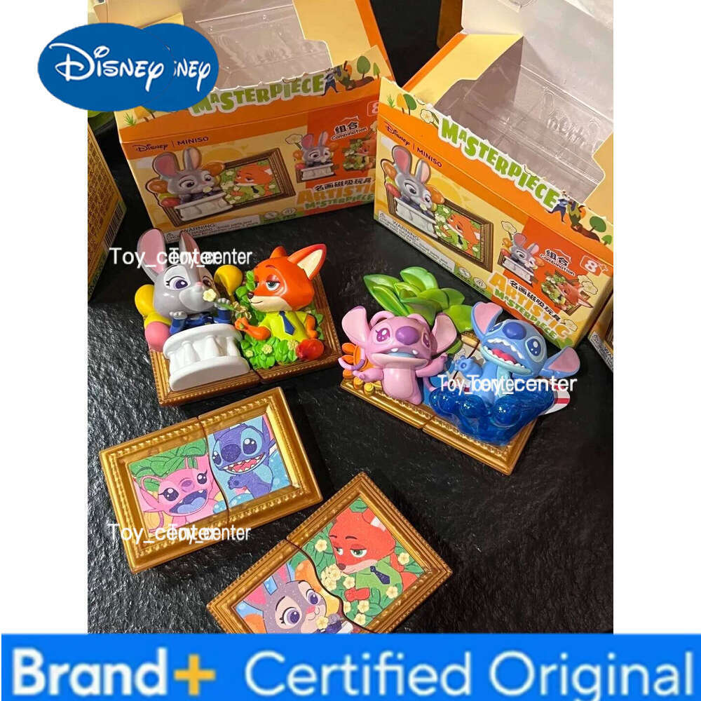 Disney Official Blind Box Magnetic Frame Toy Zootopia Nick Judy Stitch Movie Peripherals Cute Collectible Gift For Kids Adults H260123