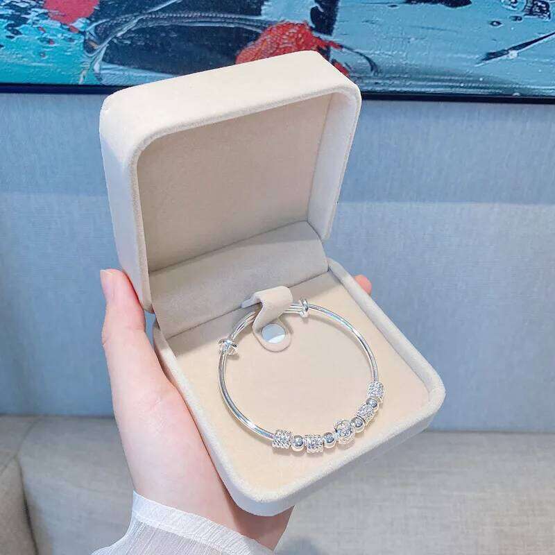 New Korean Fashion 925 Sterling Silver Lucky Beads Bangles for Women Bracelets Luxury Designer Party Wedding Jewelry Gifts Z260123