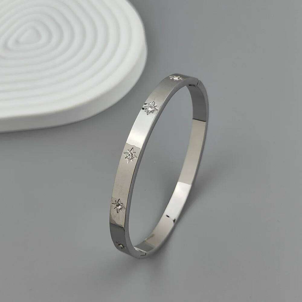 Classic sunlight zircon stainless steel gold-plated women's high quality waterproof metal bracelet, party jewelry Z260123