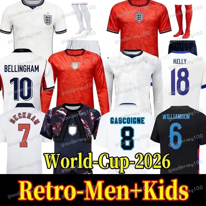 26 27 World Cup England Soccer Jerseys retro football tops football shirt BELLINGHAM kits BECKHAM KANE SAKA RICE FODEN National Team Kids Kit maillot de