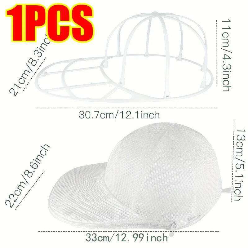 Washing Machine Hat Cleaning Cage with Mesh Bag Compatible Design for Baseball Cap & Various Hats Protective Rack 26Y0123