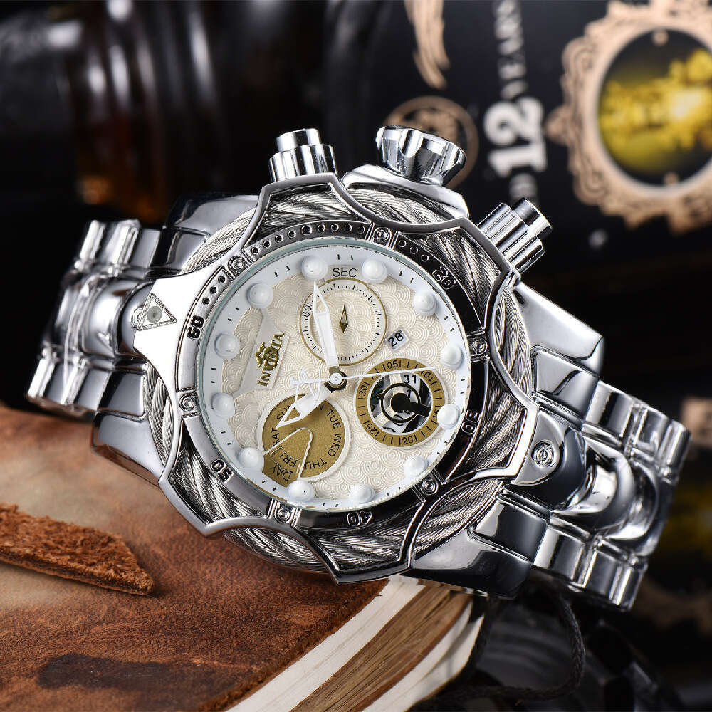 Independent Station Cross-Border Hot Sale Wish Foreign Trade INVIC Men's Watch Large Dial Steel Band Sports Wristwatch