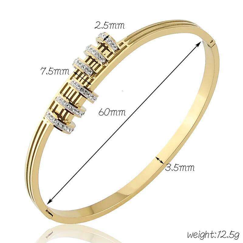 New Stainless Steel Jewelry Crystal Bracelets Half Face Hollow Design Bangle For Women's Love Gifts Wholesale Z260123