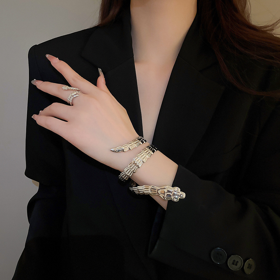 Irregular Metal Snake-Shaped Open Set European and American Ins Exaggerated Elegant Bracelet Light Luxury High-End Feel Jewelry - view 3