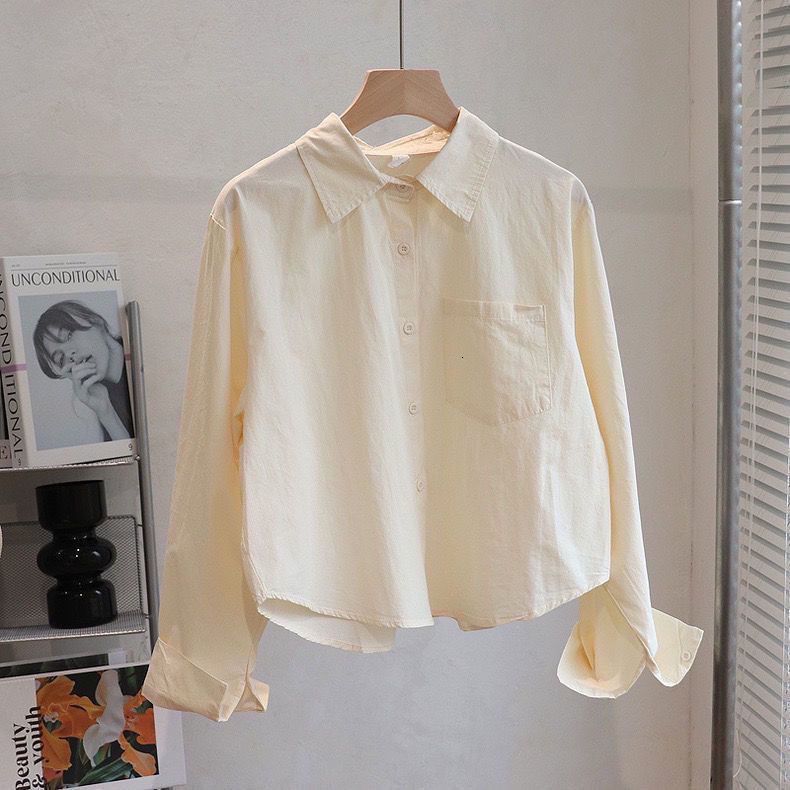 Spring and Autumn Short Shirt for Women New Small Size Inner and Outer Wear Student Shirt Long Sleeve Stylish French Top Trendy