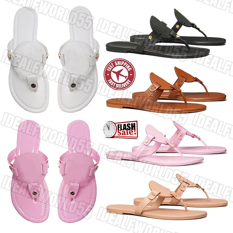 Designer Sandals Womens Slides Fashion Summer Beach Casual Sandal luxury Patent Leather Slippers Lace Sandles Triple white Black pink Sandals 36-42