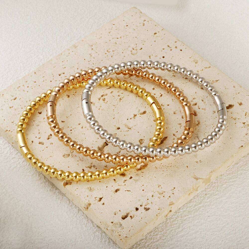 Trendy Round Ball Beaded Bracelets Bangles High Quality Stainless Steel Twist Balls Dots Bead Bangle for Women Jewelry Wholesale Z260123