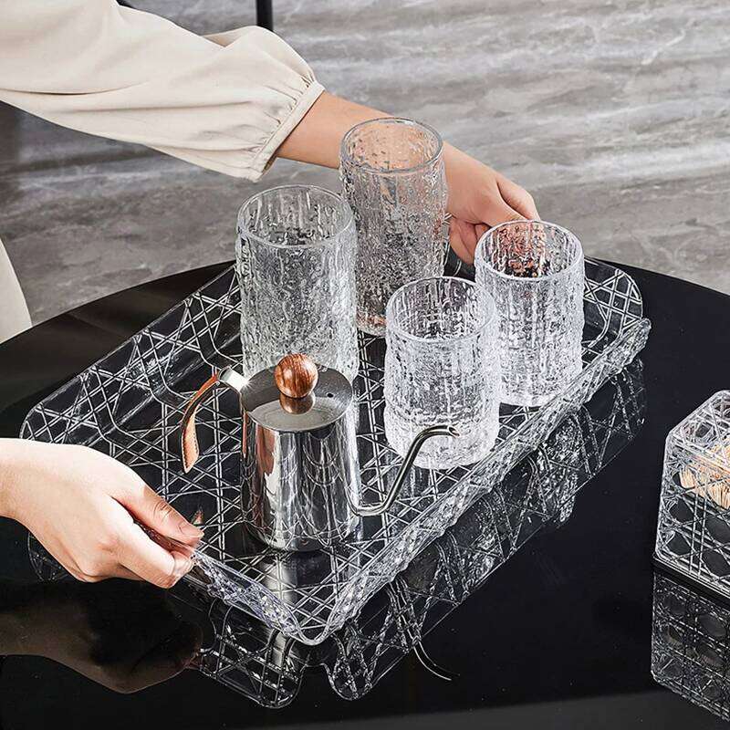 Water Light Luxury High-end High Aesthetic Tea Set Home Decoration Household Rectangular Storage Tray Cup