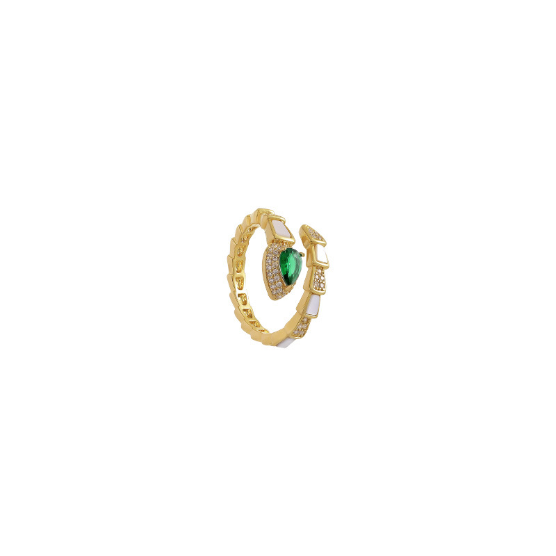 Zircon Emerald Snake Open Zodiac Year Exquisite Versatile Index Finger Ring Light Luxury High-end Feel Wholesale Jewelry - view 5