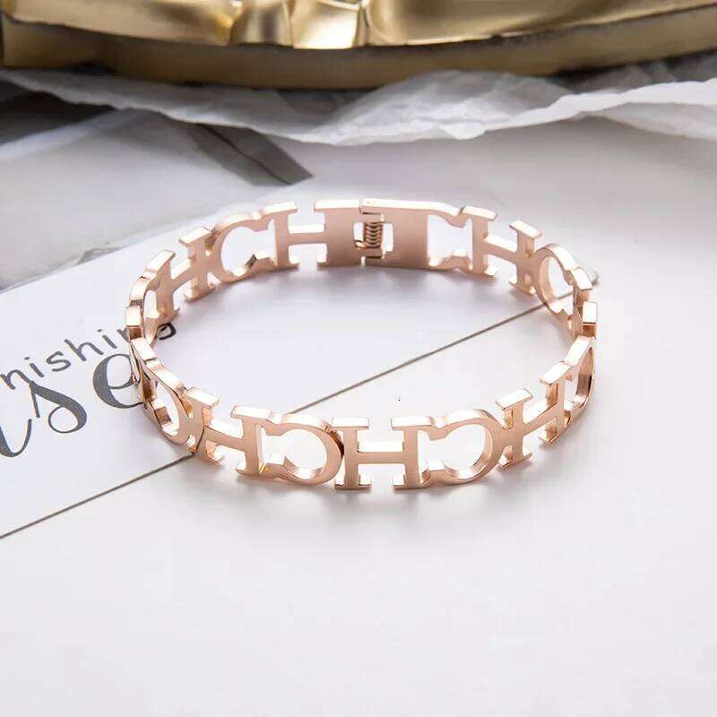 Women's Stainless CH Spring - Titanium Steel Hollow Letter Bracelet | Fashion Jewelry Z260123