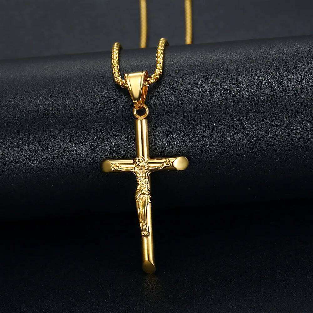 Stainless Steel Titanium God Jesus Cross Hip Hop Pendant Collar Chains Necklace for Men Women Boyfriends Gift Jewelry Z260123