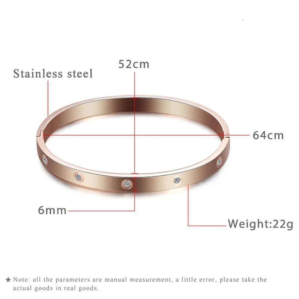 Luxury Brand Crystal Lover Bracelet Bangles Stainless Steel Bangle With Cubic Zirconia Golden Women Jewelry Gift Accessories Z260123