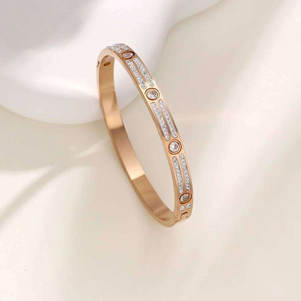 Luxury Cuff Bangles Stainless Steel Cubic Zircon Couple Bracelet Jewelry for Women Z260123
