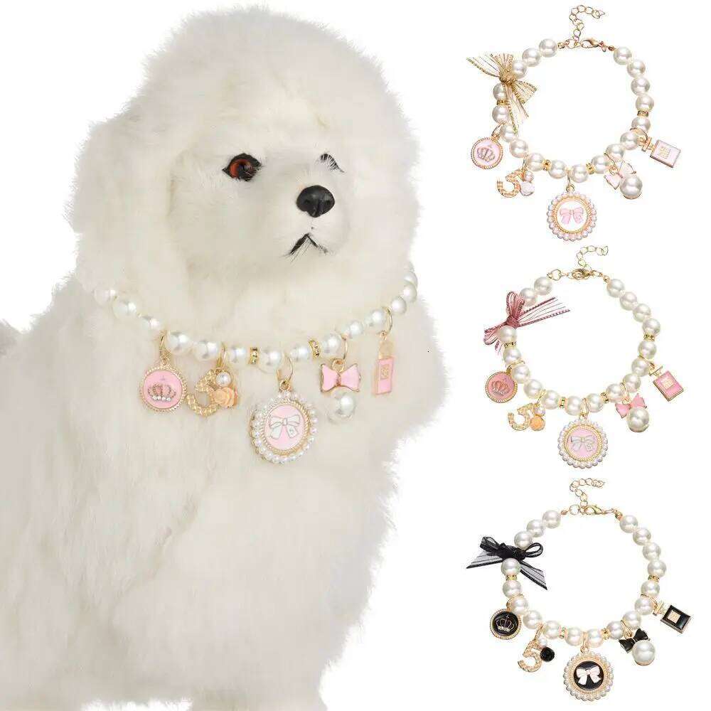 Jewelry Cute Dog Cat Princess Bow Necklace Pet Pearl Collar Adjustable