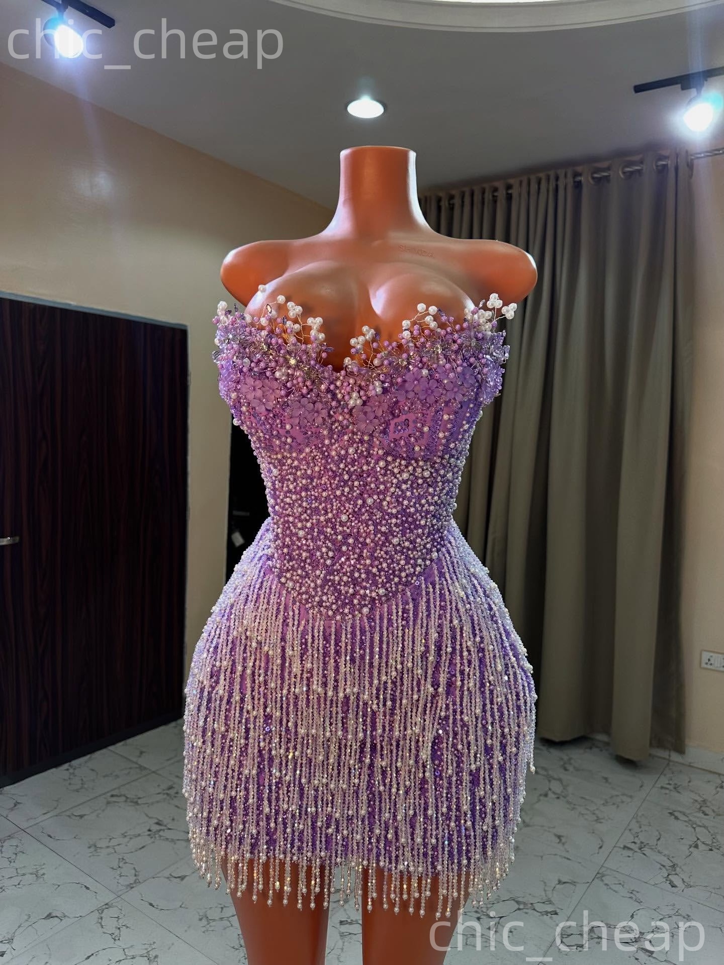 Chic Lilac Sheath 2026 Cocktail Dress Sweetheart Crystals Pearls Tassels Short Mini Graduation Homecoming Dresses For Special Occasions Sweetheart Gow
