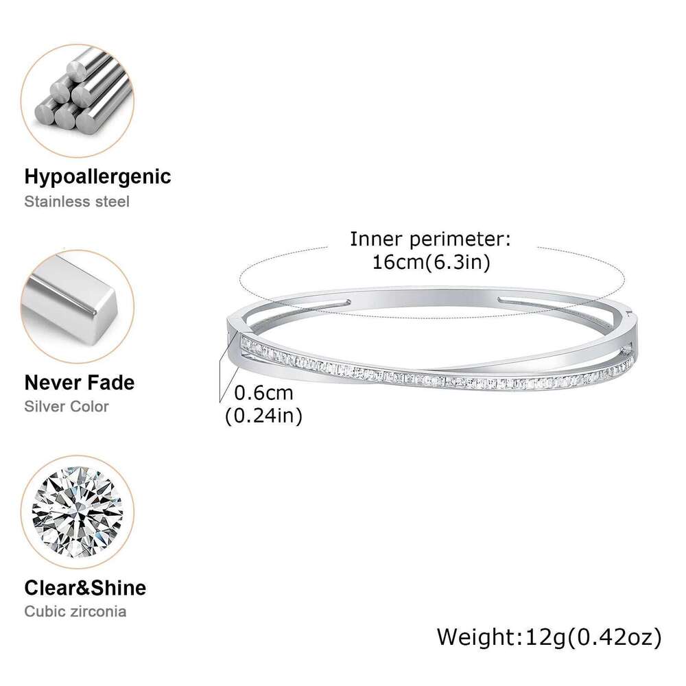 New Style Crossover Zirconia Bracelet Bangle for Women Sparkly Bridesmaid Wedding Jewelry Gifts Z260123