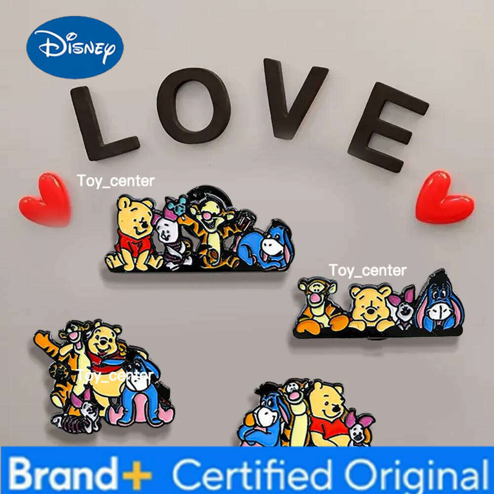 Disney 4 Pcs Creativity and Lovely Anime Cartoon Simple Piglet Pooh Metal Alloy Brooch Refrigerator Magnets Decorative Gift for Friends H260123