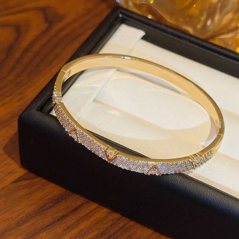 ANENJERY Gold Silver Color Letter Zircon Bracelet For Women Men Personality Fashion Hip hop Luxury New Jewelry Gifts Wholesale Z260123