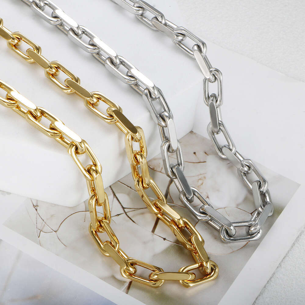 Classic Fashion Cuban Thick Chain Square Batch Corner Splicing Necklace Personality Trend Bracelet Stainless Steel Jewelry Set