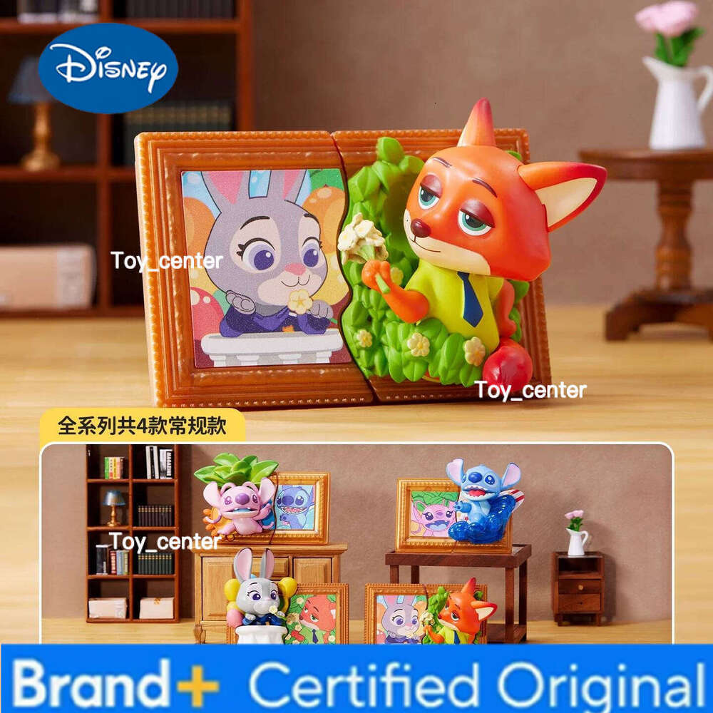 Disney Official Blind Box Magnetic Frame Toy Zootopia Nick Judy Stitch Movie Peripherals Cute Collectible Gift For Kids Adults H260123
