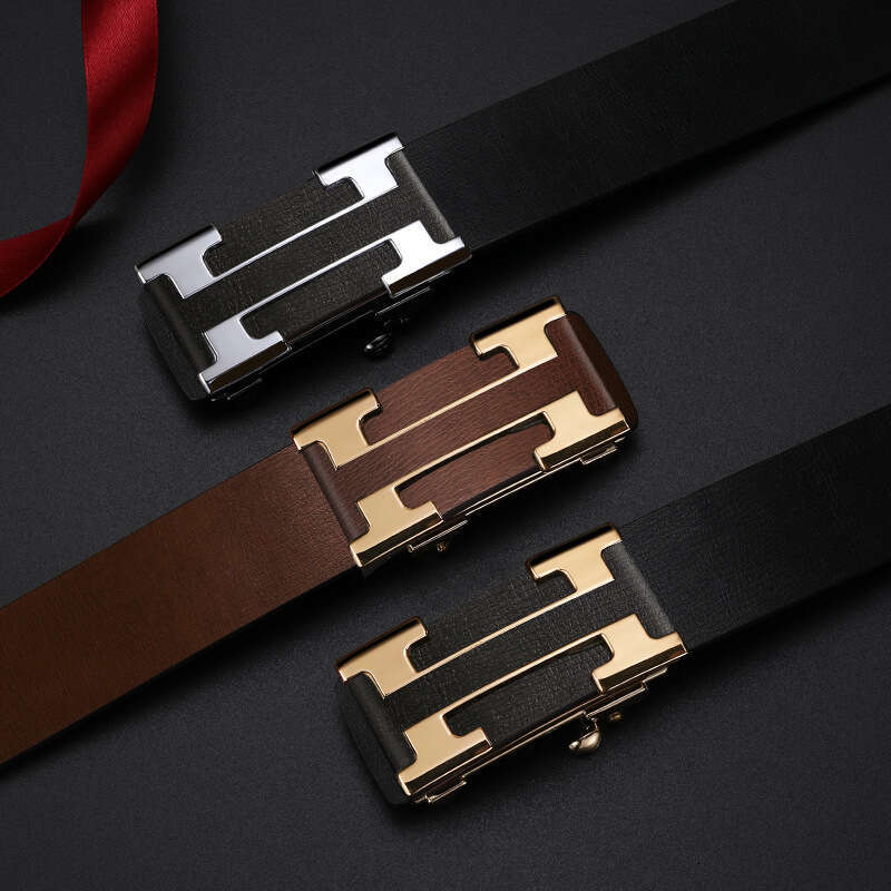 New Men's Automatic Buckle Genuine Leather Cowhide Middle-Aged And Young High-End Versatile Business Trendy Belt For Men